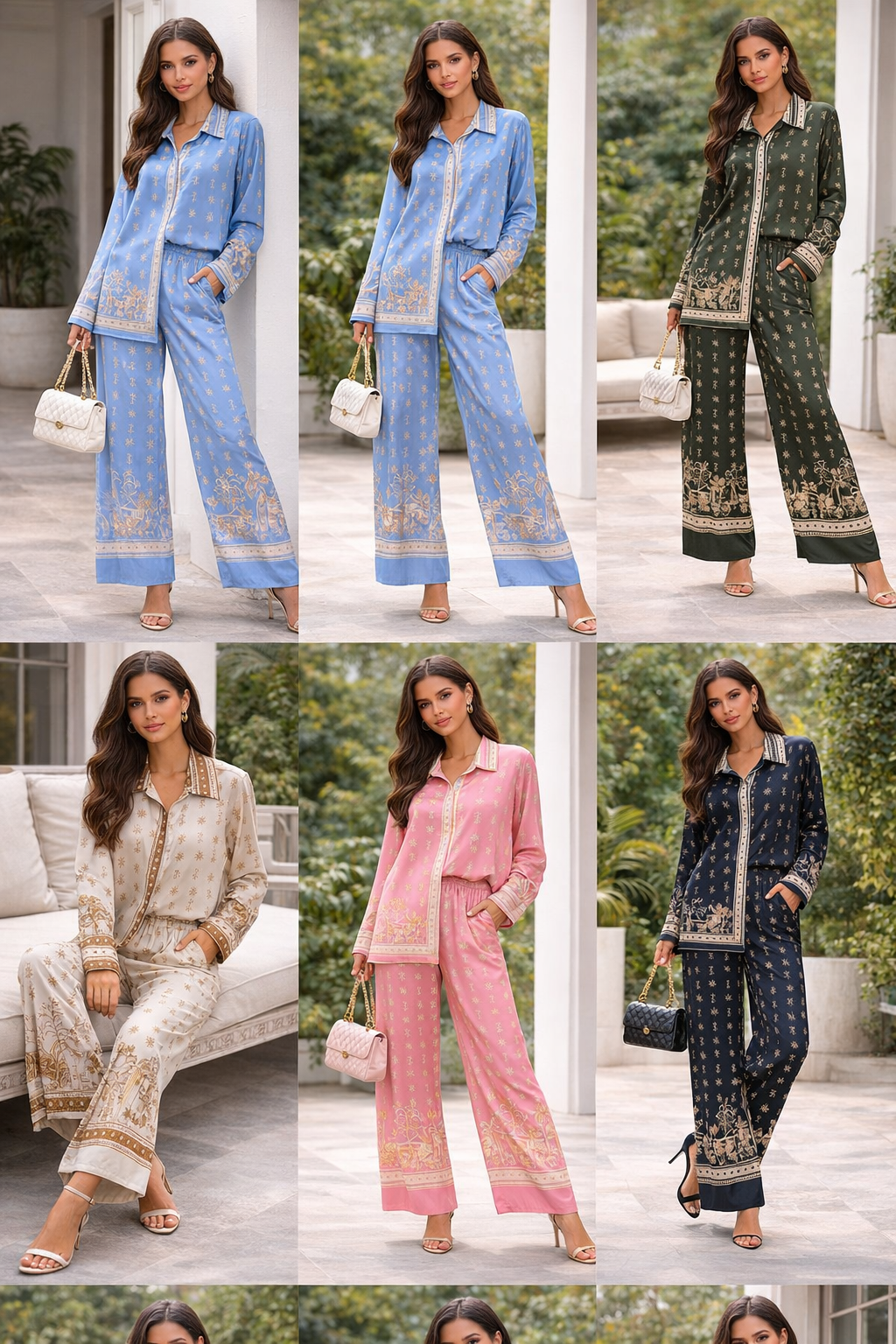 Silk satin set long sleeve